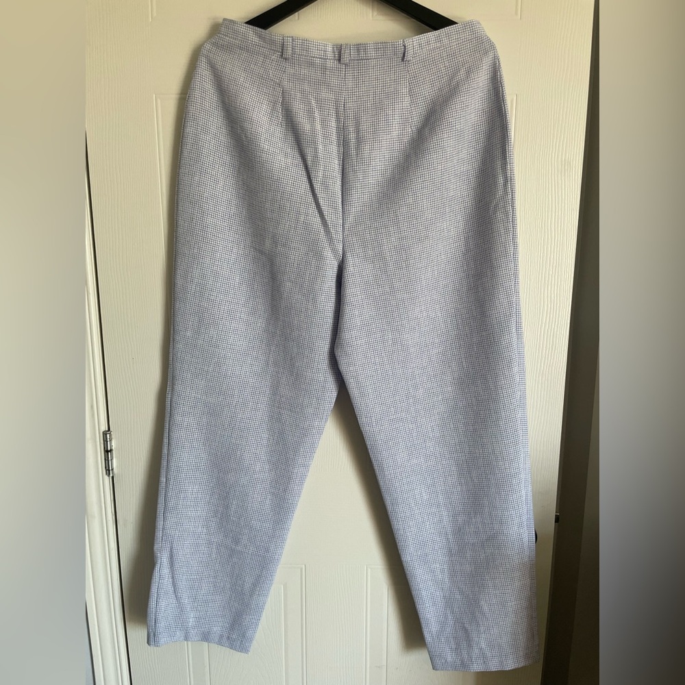Gingham Tapered Trousers Blue White Sz 14 - Picture 8 of 14